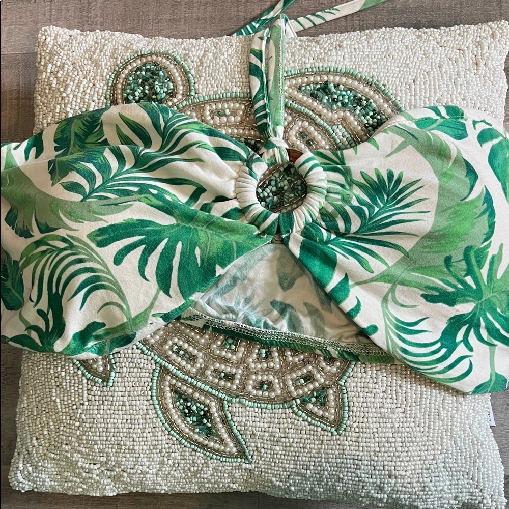 Tropical print bandeau bikini top new